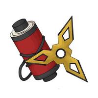 illustration of Japanese Shuriken and red ninja scroll vector