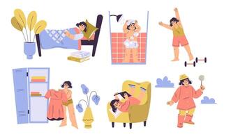 Illustrated Daily Routine Activities Presented in a Fun and Playful Style for Everyone vector