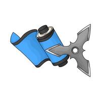 Star Shuriken with blue ninja scroll vector