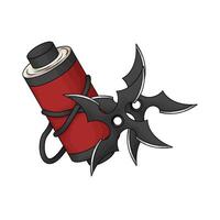 Japanese Shuriken and red ninja scroll vector