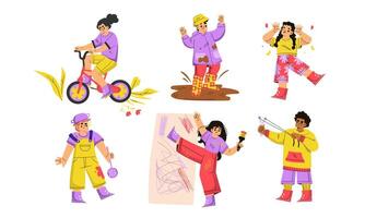 Colorful, creative expressions arise from playful activities that enhance our lives and bring joy vector