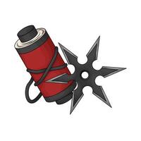 Star Shuriken and red ninja scroll illustration vector