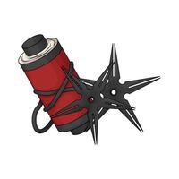 illustration of Star Shuriken and red ninja scroll vector