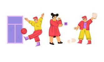 Joyful and Cheerful Characters Engaging in a Variety of Playful Activities and Lots of Fun vector