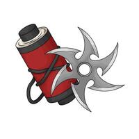 Star Shuriken with red ninja scroll illustration vector