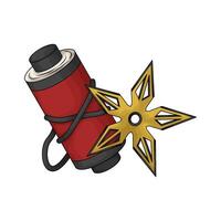 Star Shuriken with red ninja scroll vector