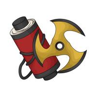 illustration of Star Shuriken with red ninja scroll vector