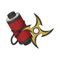 Ninja Shuriken with red ninja scroll illustration vector
