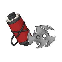 Ninja Shuriken with red ninja scroll vector