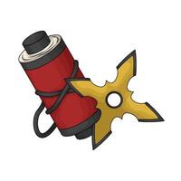 Ninja Shuriken and red ninja scroll illustration vector