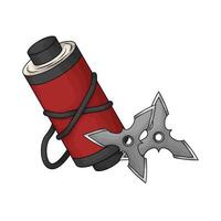 Ninja Shuriken and red ninja scroll vector