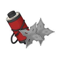 illustration of Ninja Shuriken and red ninja scroll vector