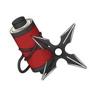 Shuriken and red ninja scroll vector