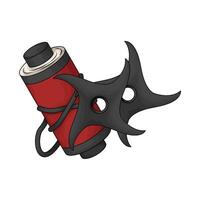 Shuriken with red ninja scroll illustration vector