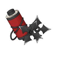 Shuriken with red ninja scroll vector