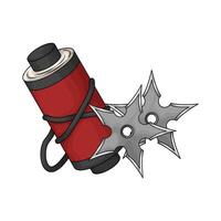 illustration of Shuriken with red ninja scroll vector
