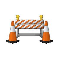 barricade with traffic cone vector
