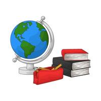 globe and pile of books vector