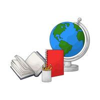illustration of open book with globe vector