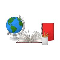 illustration of open books and globe vector