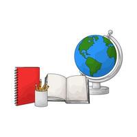 open books and globe vector