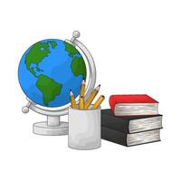 globe with pile of books vector