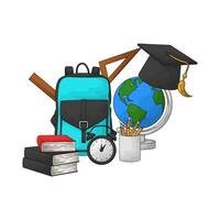 globe with stationery vector