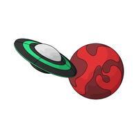 ufo with red planet vector