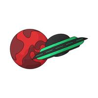 ufo and red planet vector