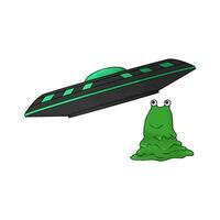 green monster with ufo vector