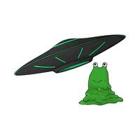 green monster with ufo illustration vector