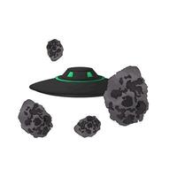 UFO surrounded by space rock vector