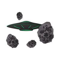 UFO surrounded by space rocks illustration vector