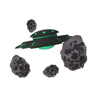 UFO surrounded by meteorites vector