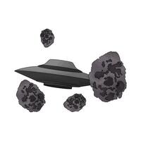 UFO surrounded by space rocks vector