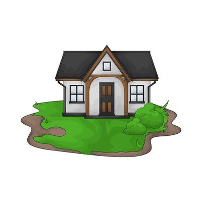white house filled with grass yard