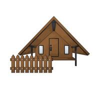 luxury wooden house with fence illustration vector