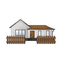 white house and wooden fence vector