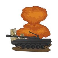 the army tank exploded illustration vector