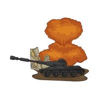 illustration of the army tank exploded vector