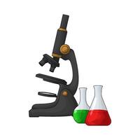 black microscope with two flasks illustration vector