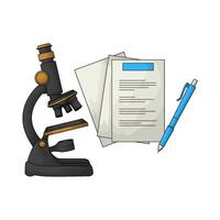 illustration of black microscope with report vector
