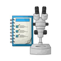 illustration of laboratory report with microscope vector