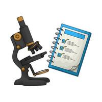 black microscope with report illustration vector