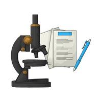 black microscope with report paper vector