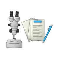 laboratory report with microscope vector