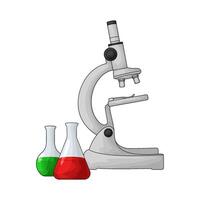 illustration of microscope with flask vector