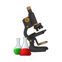 black microscope with two flasks vector