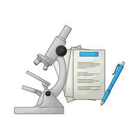lab report and microscope illustration vector