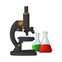 black microscope with flask illustration vector
